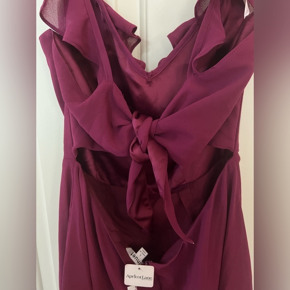 Minuet Petite Fit & Flare Ruffle Dress Pink | Large | New With Tags - Picture 5 of 13